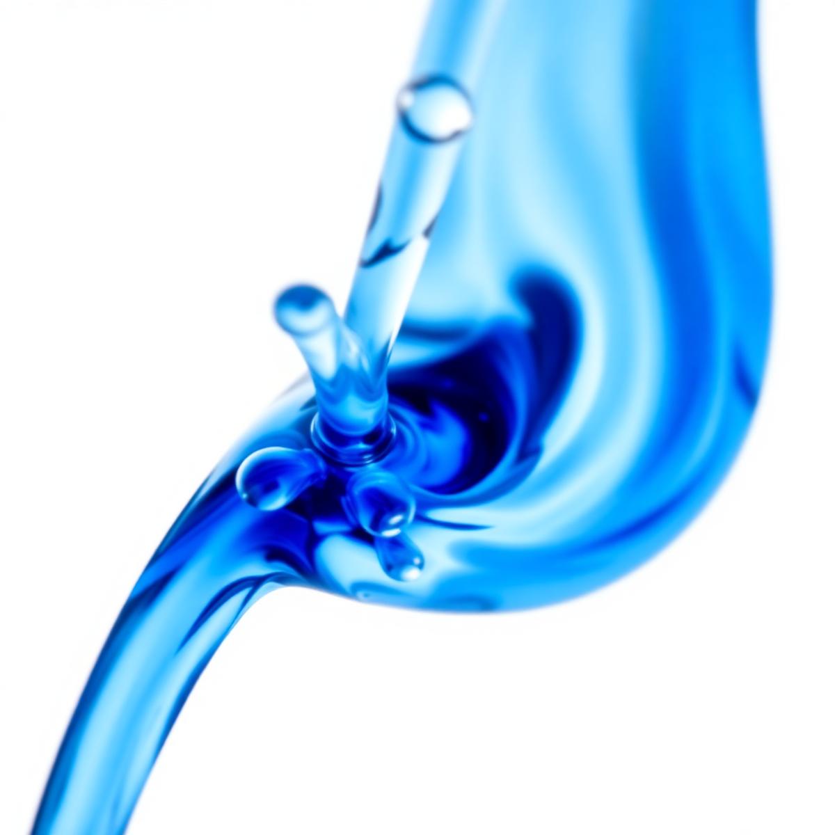 Blue liquid detergent flowing in slow motion